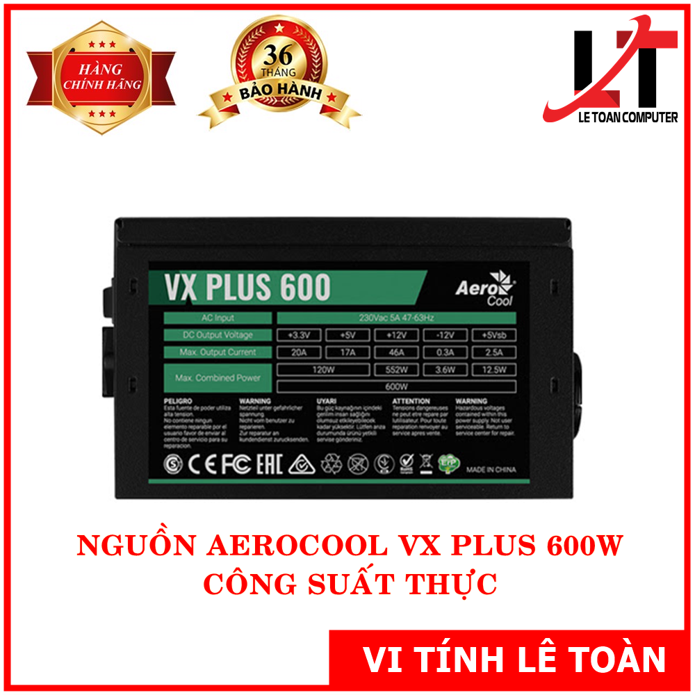Nguồn Aerocool VX Plus 600W - Hàng Chính Hãng