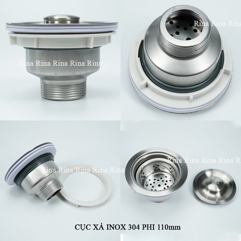 1 piece stainless steel sink drain set-single cylinder exhaust-1 sink drain set full cylinder exhaust sink set 1 110mm stainless steel Rina 304