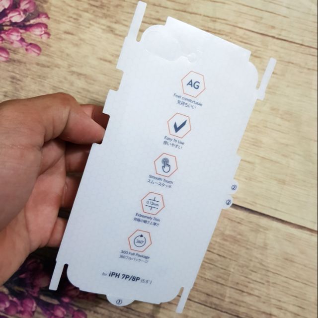 Miếng Dán PPF Chống Vân Tay Mặt Sau Cho iPhone 8 Plus, iPhone 7 Plus, Dán Lưng iPhone