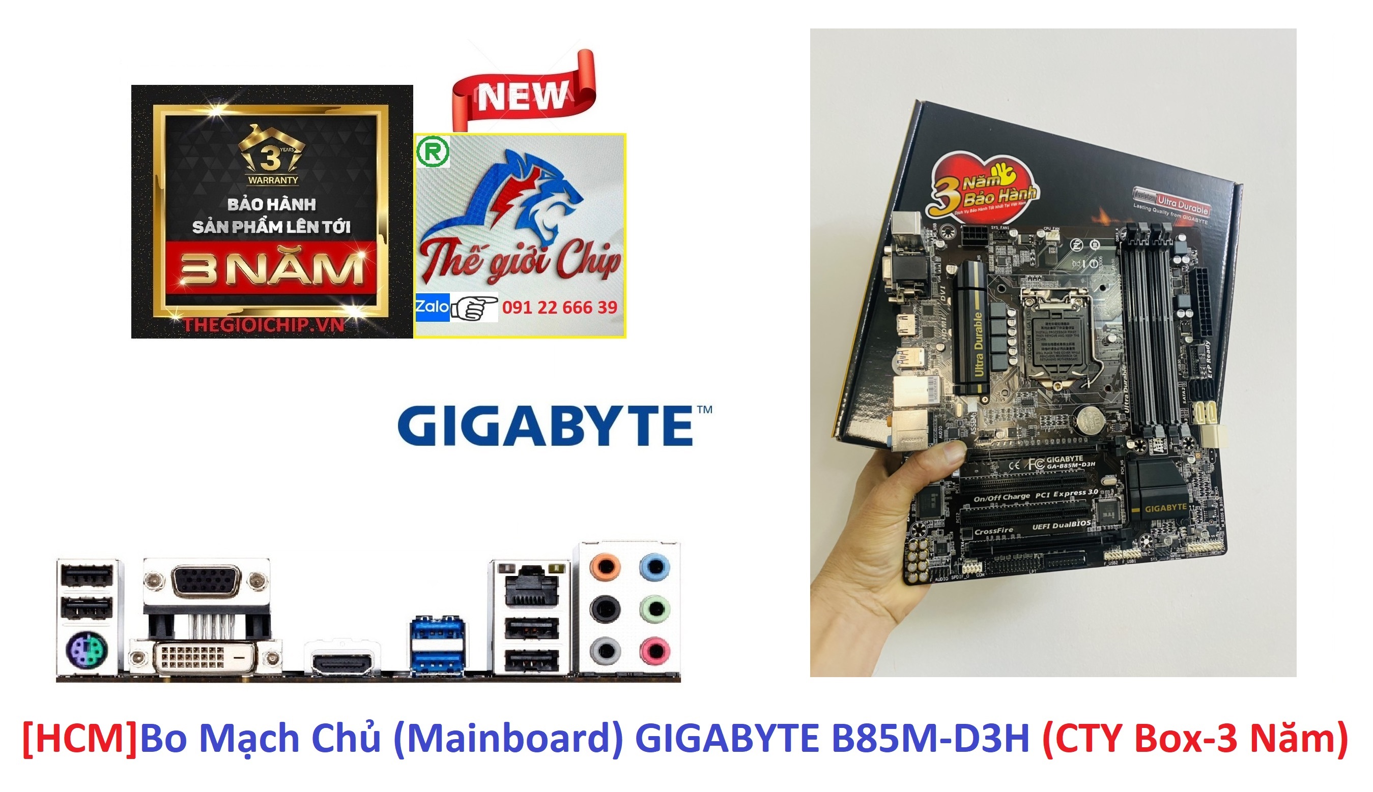 [HCM]Bo Mạch Chủ (Mainboard) GIGABYTE B85M-D3H (CTY Box-3 Năm)