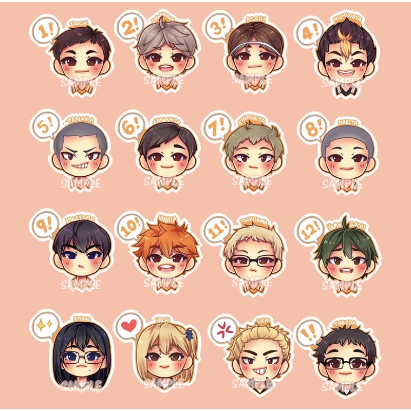 hình dán haikyuu chibi 30-60 cái/ Sticker anime haikyuu