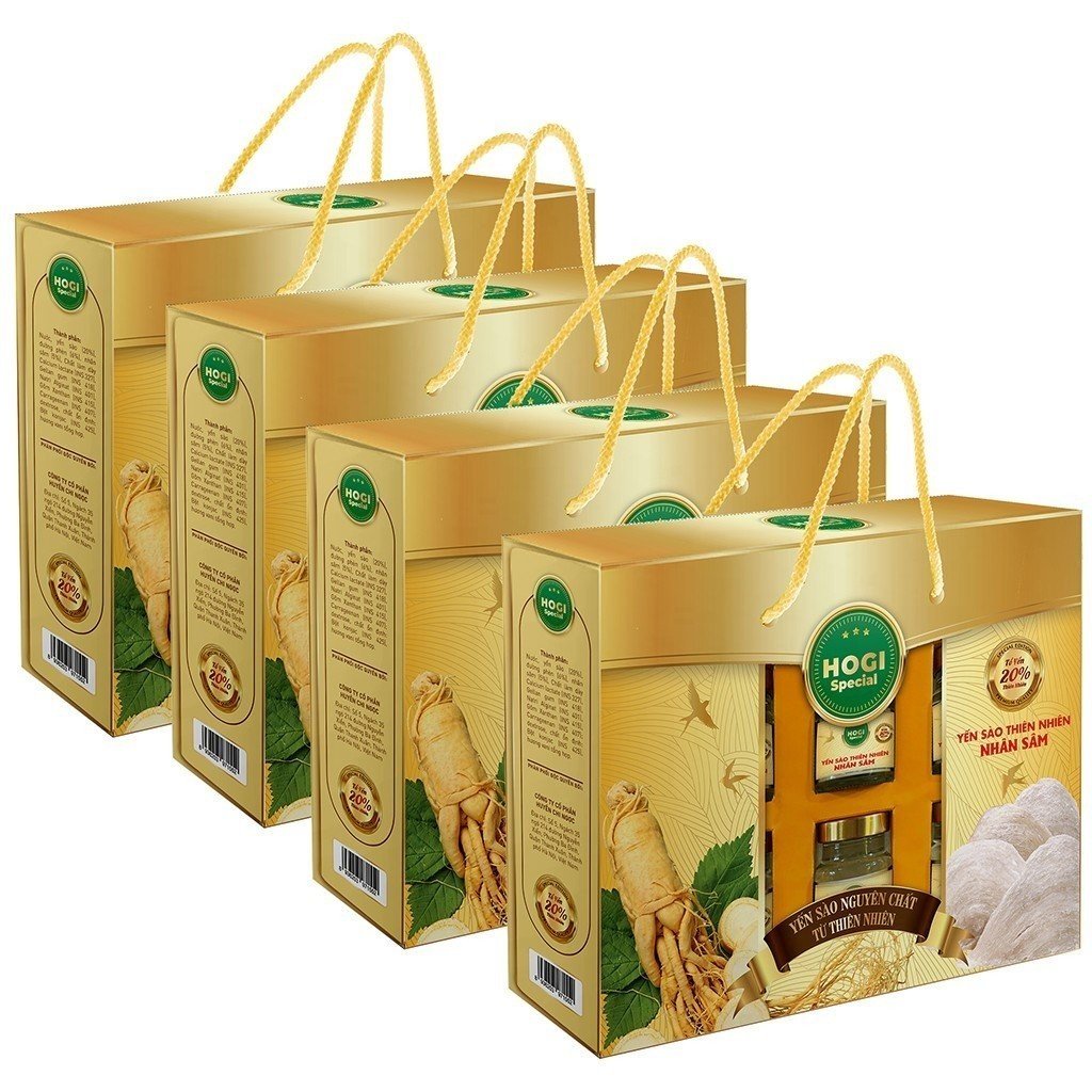 Combo 4 hộp yến sào nguyên chất từ tự nhiên hogi nhân sâm 20% tổ yến