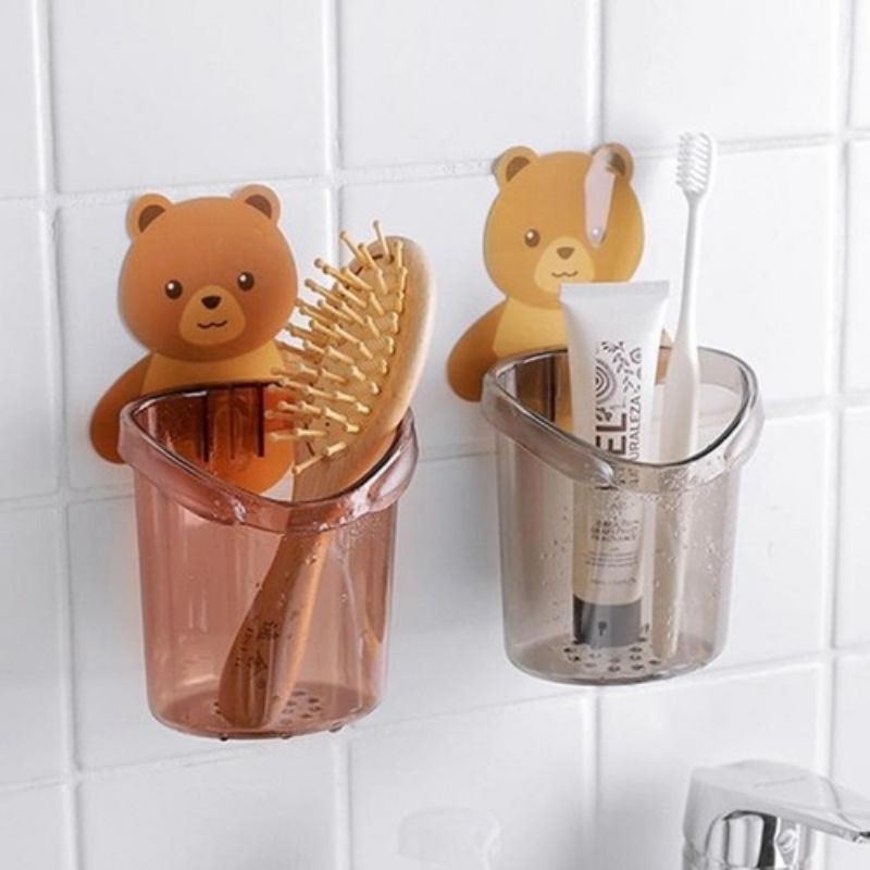 Ly Cốc Hình Gấu Dán Tường Đựng Bàn Chải