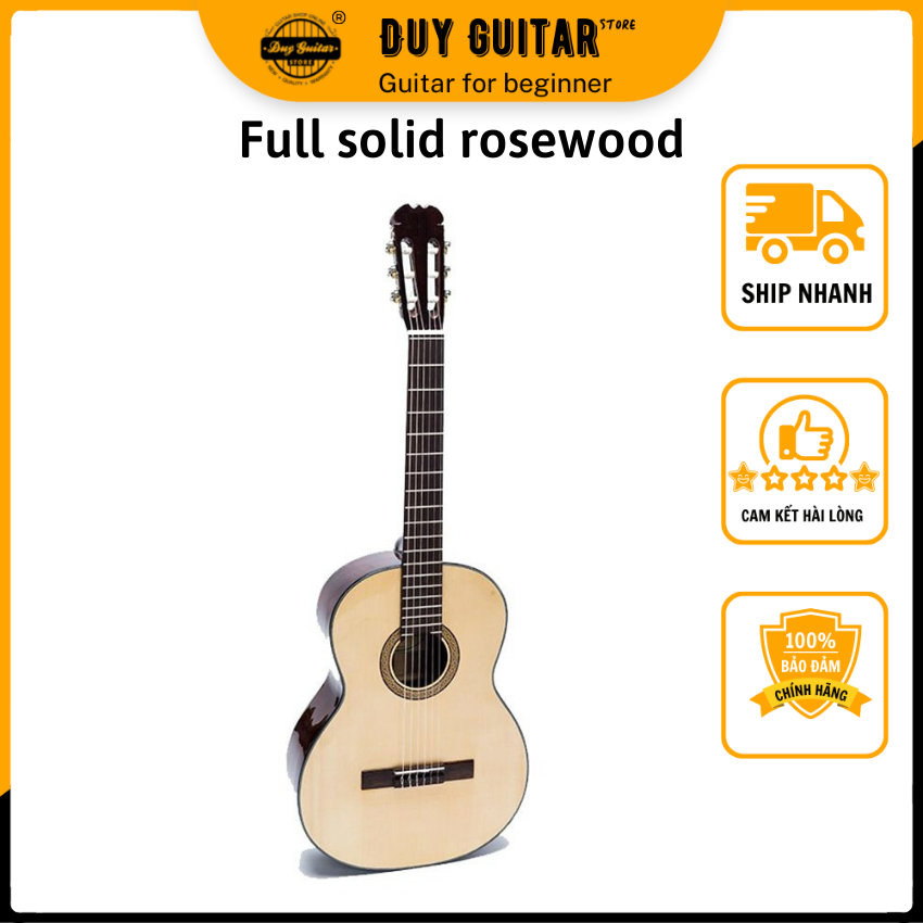 Classic Guitar DC100 Rosewood peach sounds warm Classic + tặng holster 3 lớp single guitar Store-shop quality guitar-reputation for beginner set