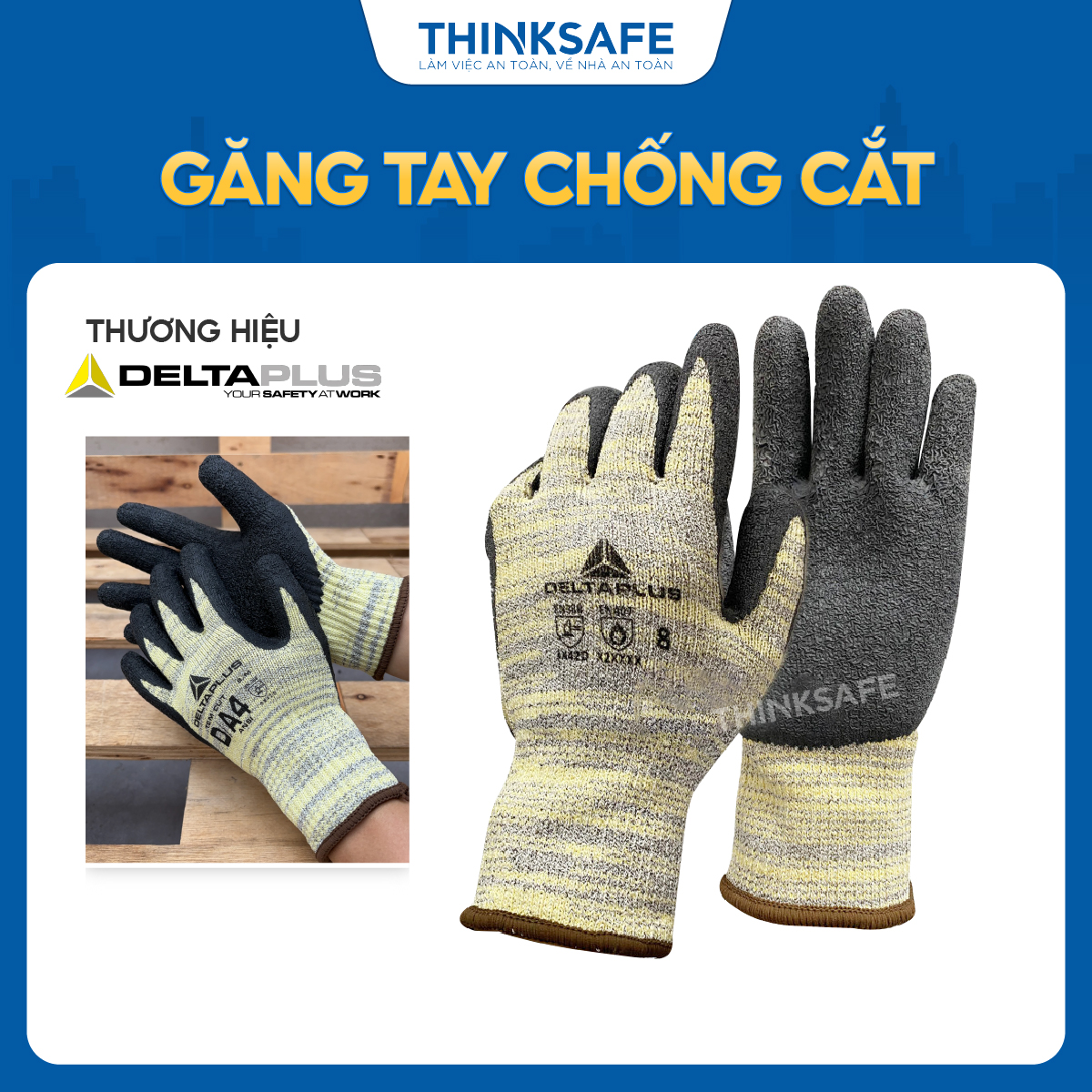 Cut resistant gloves deltaplus Venicut52 level 5 heat resistance 250 degrees Celsius, độ high ingenious coated with nitrile anti-oil viscosity protective sleeve protective dedicated mechanical engineering-protective thinksafe