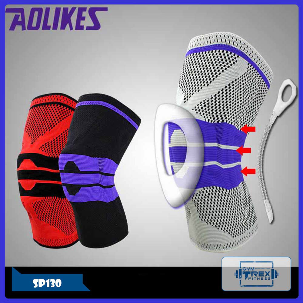Băng bảo vệ đầu gối có đệm mút silicon, 2 lò xo AOLIKES Gym Trex SP130 - (phụ kiện gym, bảo vệ gối, thể dục,thể hình, tạ, Fitness)