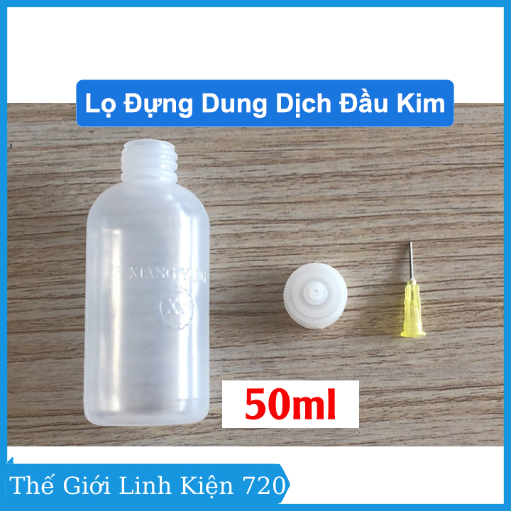 Lọ đựng dung dịch đầu kim 50ml, chất liệu nhựa đựng cồn, nhựa thông hàn, chất trợ dung… tiện lợi