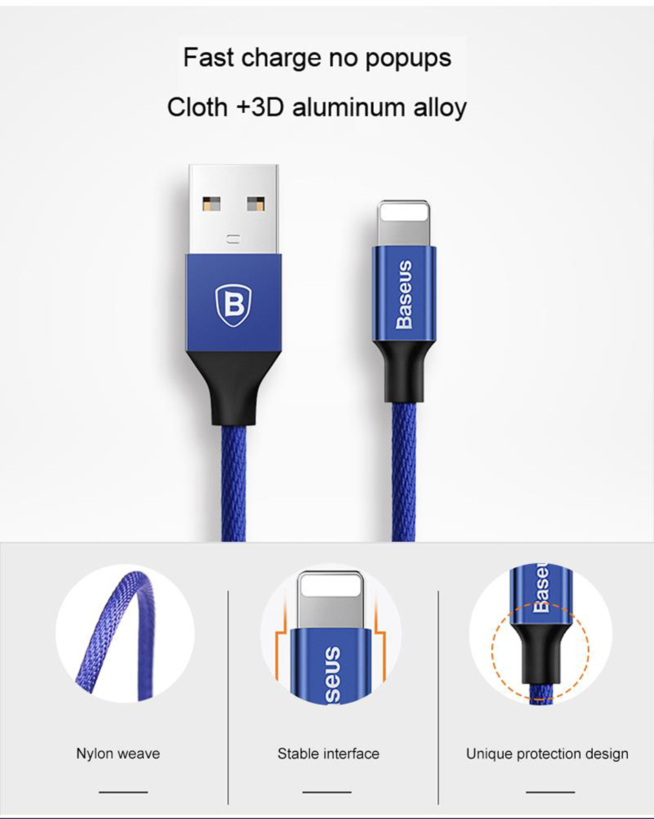 Cáp sạc nhanh Iphone  dài 3M chính hãng baseus