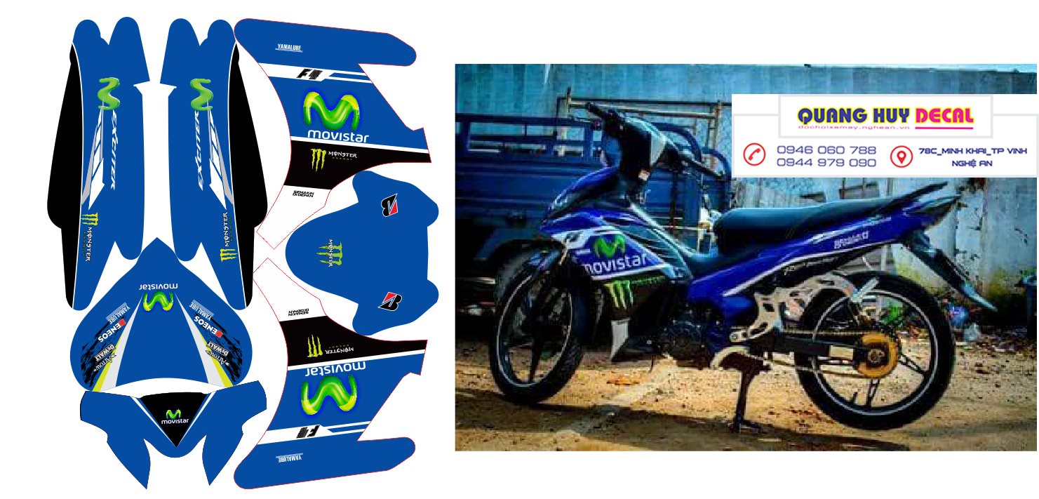 Tem trùm exciter 135 movistar xanh GP, tem exciter 135, team trùm exciter 135, tem xe exciter 135, team trùm ex 135, team xe exciter 135 movistar xanh GP