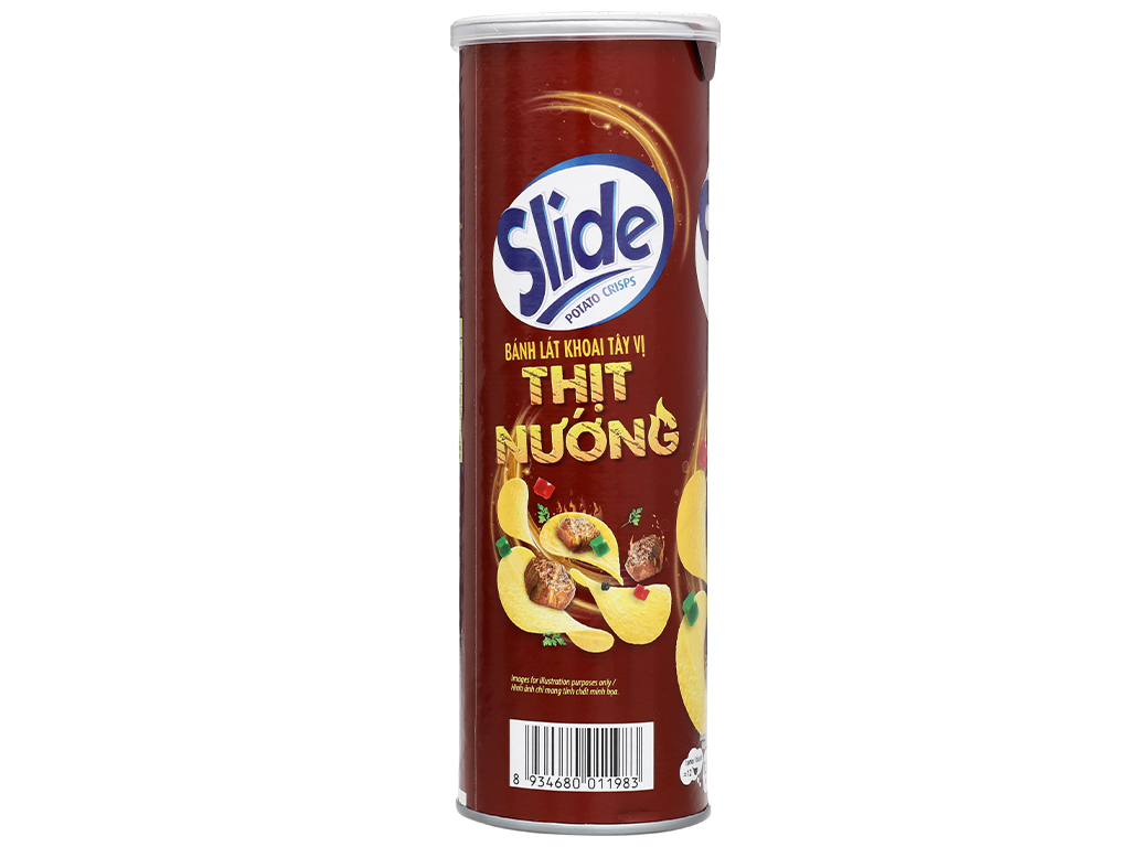Snack Khoai Tây 90g Slide Vị Thịt Nướng (Lon 90g)