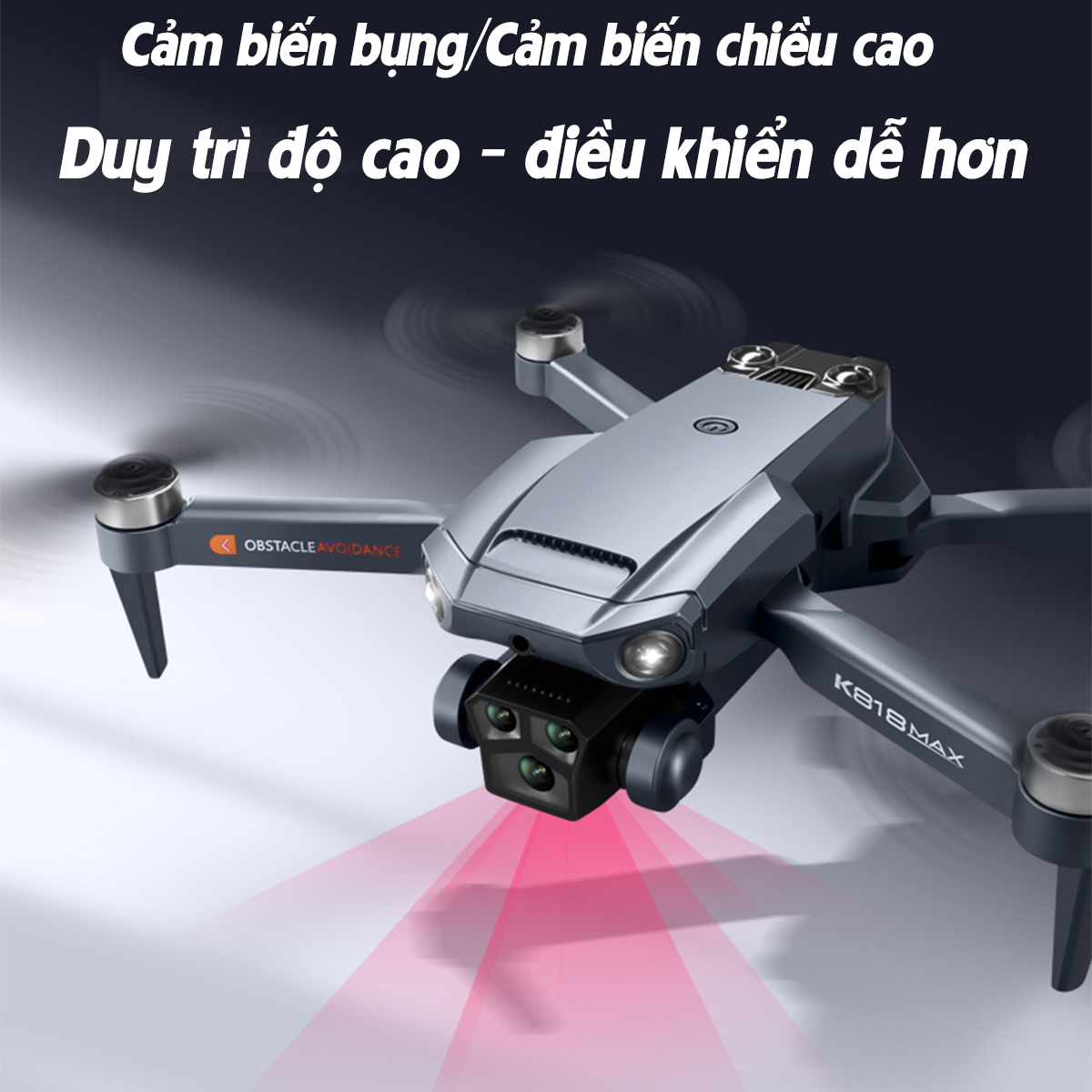 Máy Bay Điều Khiển Từ Xa, Flycam K818 động cơ không chổi than tích hợp 3 camera kép HD -Tránh chướng ngoại vật-Flycam giá rẻ-Flycam mini-Flycam 6k