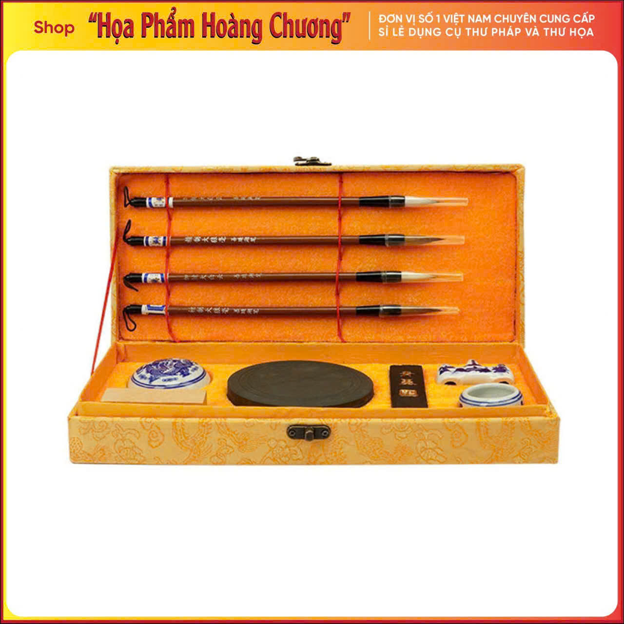 Bộ văn phòng tứ bảo hộp gấm luyện viết thư pháp