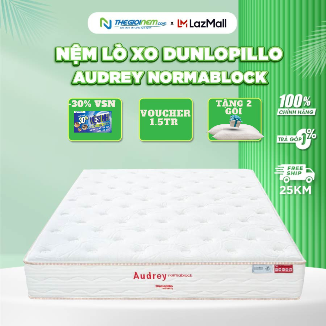 [Trả góp 0%] Nệm lò xo Dunlopillo Audrey Normablock 160x200x25cm
