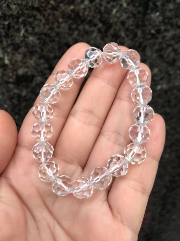 [HCM]VÒNG TAY PHA LÊ TRẮNG CẮT GIÁC 10LY