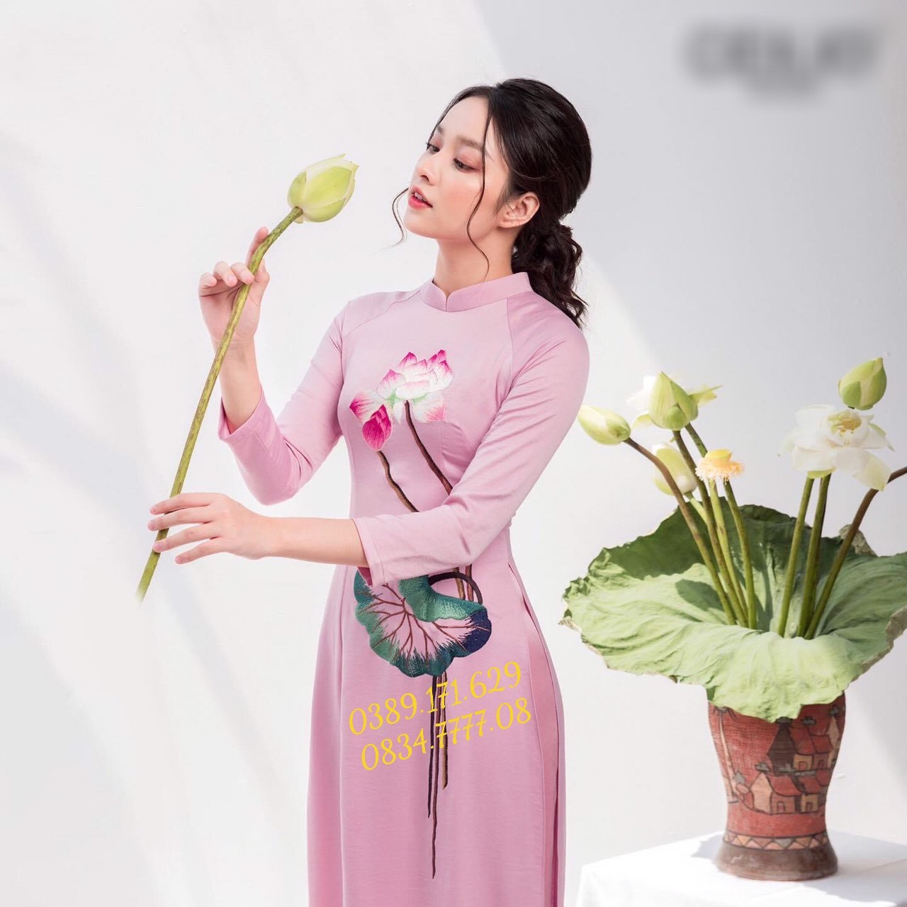 ÁO DÀI LỤA TÂY THI THÊU HOA💥💥SIÊU RẺ - SIÊU ĐẸP