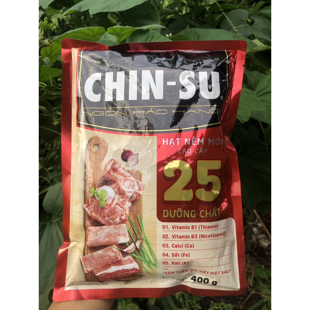 HẠT NÊM CHINSU 25 DƯỠNG CHẤT ( GÓI 400GR ). DATE 07.2022