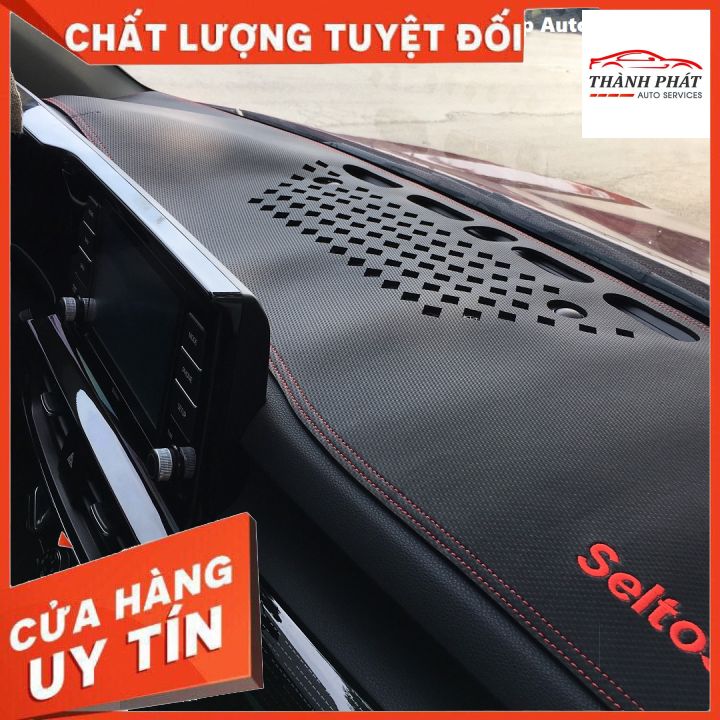 Seltos, Thảm Taplo Da Carbon Kia Seltos 2020 2021 2022 2023 hàng chuẩn vừa theo xe các bản Delux, Luxury, Premium ( BH 12 tháng )