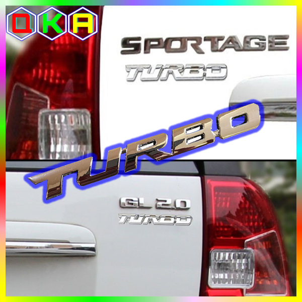 【QKA】01 Cái tem dán xe chữ Turbo logo dán xe trang trí ô tô