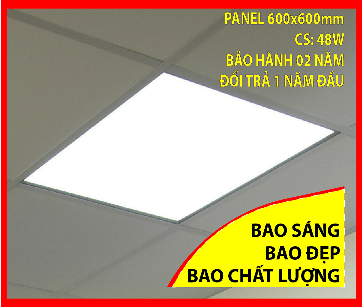 Đèn panel, đèn led âm trần 600x600 - 48W LOẠI CAO CẤP đèn led panel 60x60