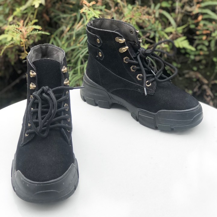[SKM] Giày boot nữ cổ lửng da bóng thời trang sành điệu 20469