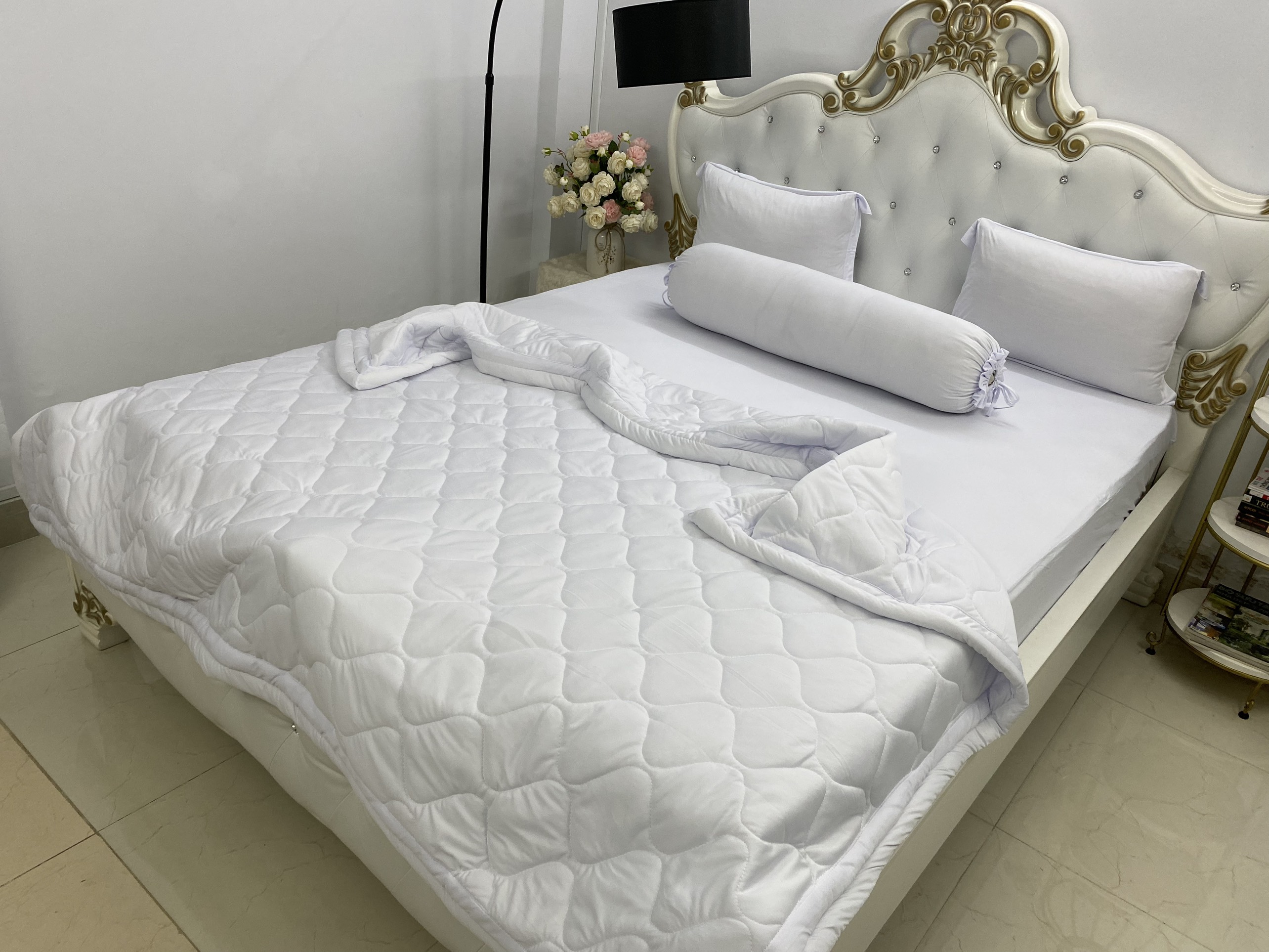 [HCM]Bộ drap thun Hàn Quốc loại 1 có mền 5 món ( 1 drap + 1 chăn chần bông + 3 áo gối) đủ size