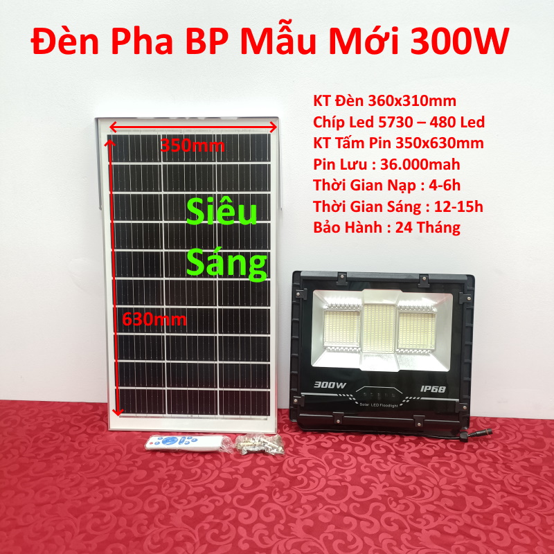 [ 300w Siêu Sáng ] đèn pha năng lượng mặt trời, đèn led năng lượng 300w mẫu mới , siêu sáng có hiển thị báo pin ip68 có bán rời đèn , tấm pin
