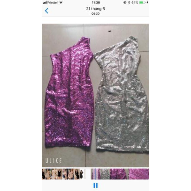 Váy kim sa body lệch vai