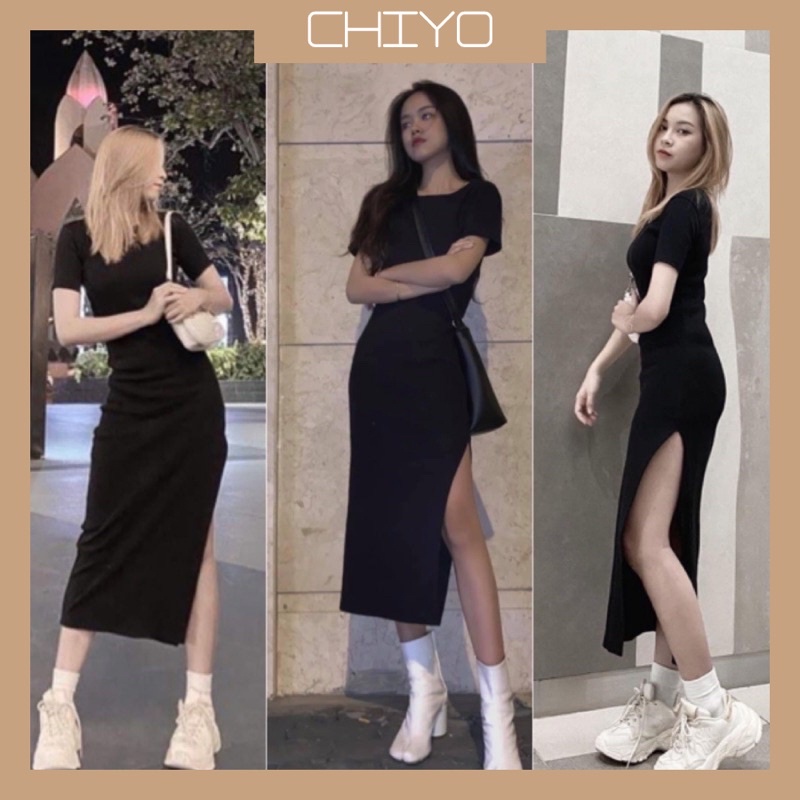 Đầm ôm body xẻ tà tôn dáng d15