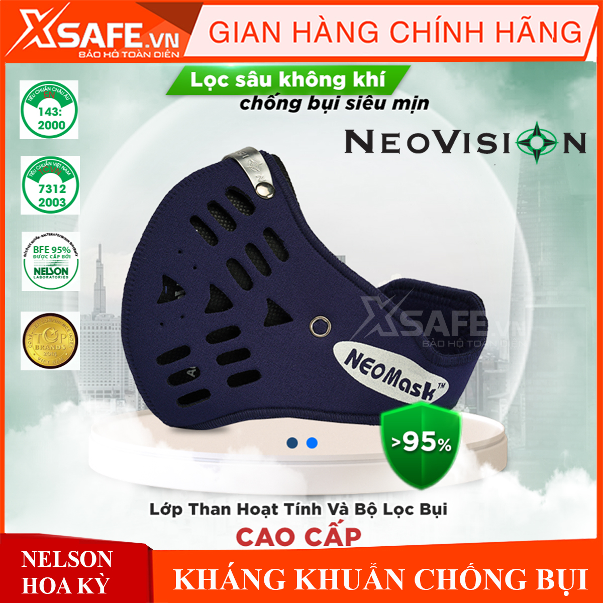 [HỎA TỐC] Khẩu trang than hoạt tính Neomask NM kháng khuẩn chống bụi mịn tiêu chuẩn Nelson Hoa Kỳ