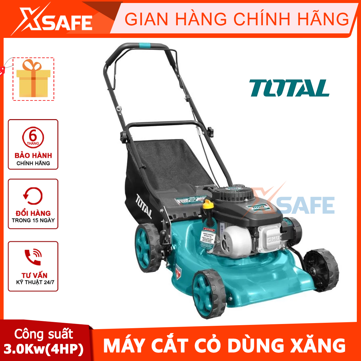 Total tgt141181 gasoline hand push lawn mower