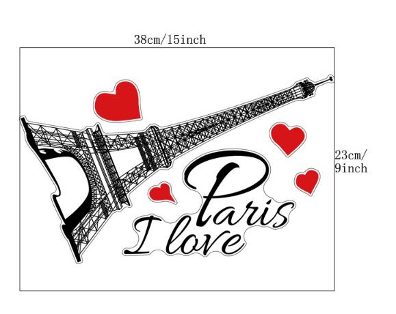 Decal trang trí tường - Tháp Paris Tim đỏ