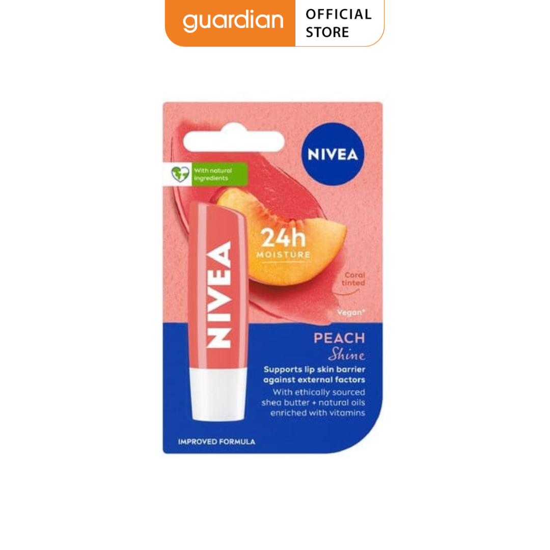 Son dưỡng nivea peach shine lip balm sắc cam hương đào 4,8gr