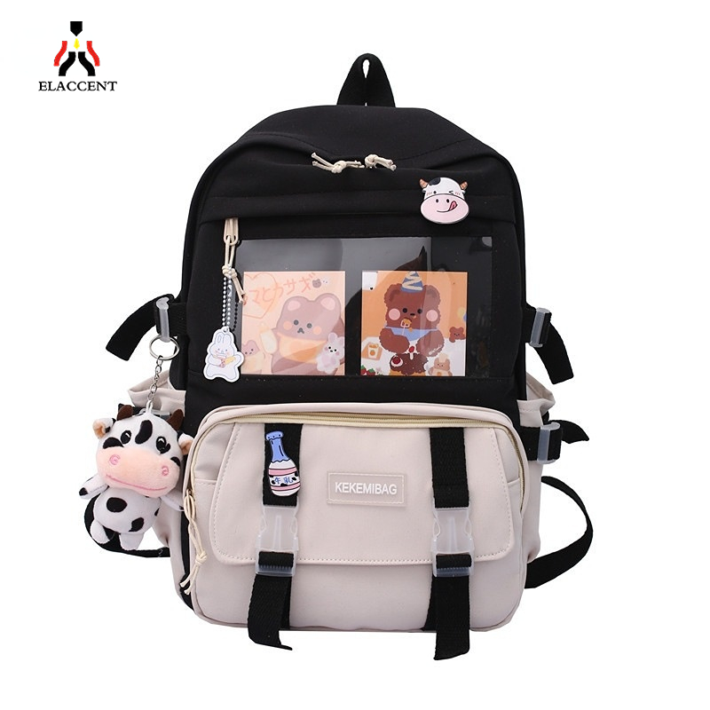 Johnn New contrast color backpack college student backpack large capacity middle school student schoolbag