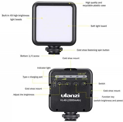 Đèn Ulanzi VL49 Mini LED Video Light - [Tặng kèm đèn LED]