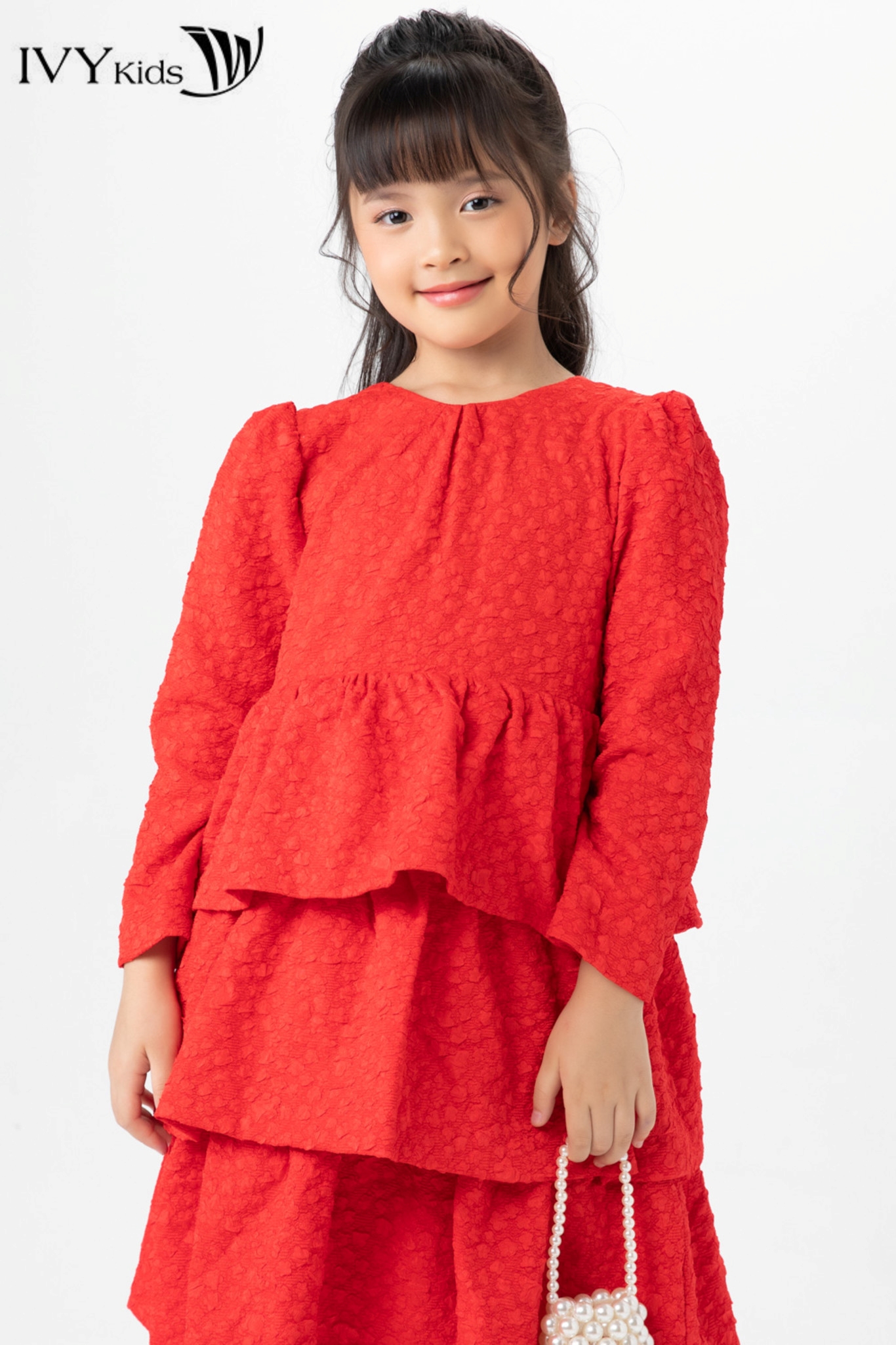 Đầm bé gái xòe xếp tầng IVY moda MS 48G1479