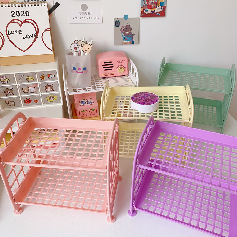 Kệ Nhựa Mini 2 Tầng Mini Đựng Đồ Đa Năng Siêu Xinh, Kệ Đựng Đồ Hàn Quốc Dễ Thương - BEYOU