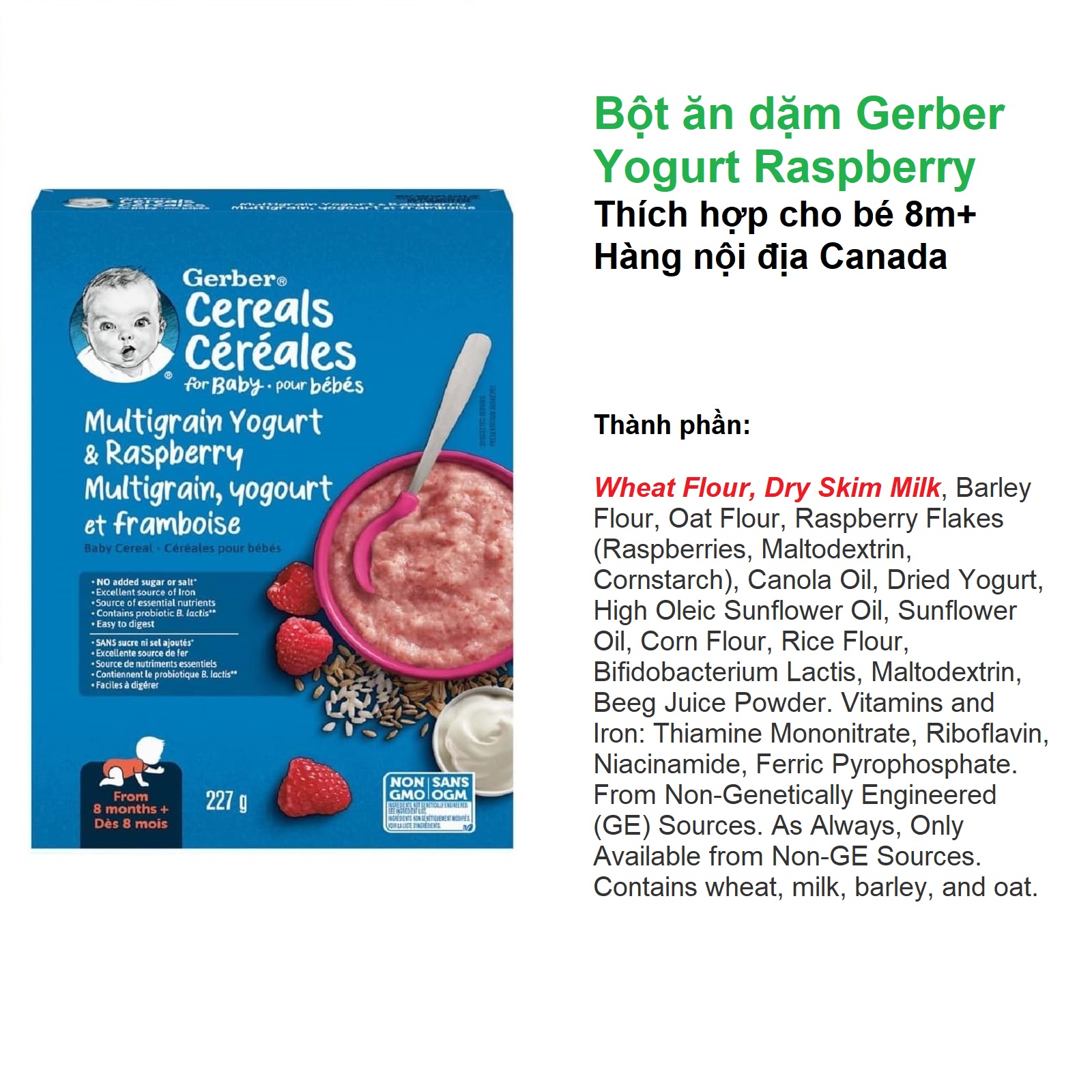 Bột ăn dặm Gerber cho bé đủ vị thơm ngon