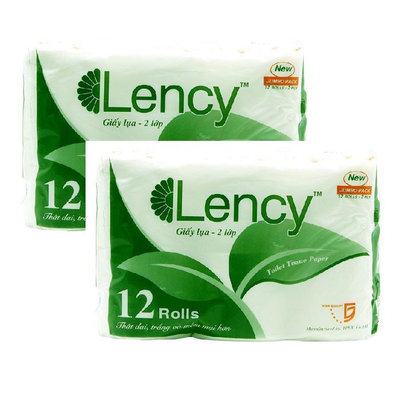 Combo 2 lốc Giấy vệ sinh Lency 12 cuộn 2 lớp