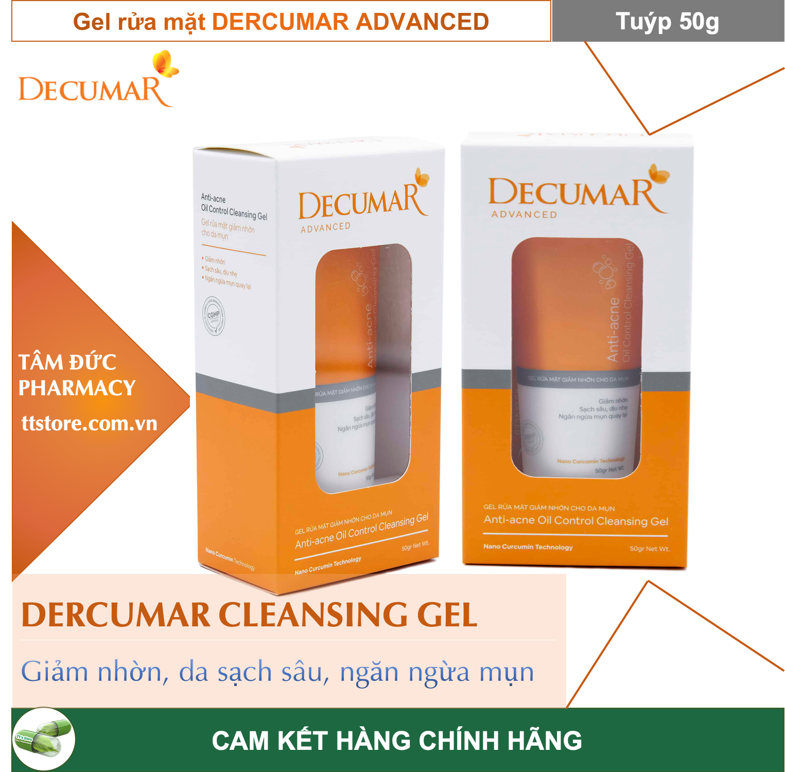 [HCM] Decumar Clean Advanced - Sữa rửa mặt dạng Gel sạch nhờn ngừa mụn [Tuýp 50g] - DECUMAR CLEANSING GEL