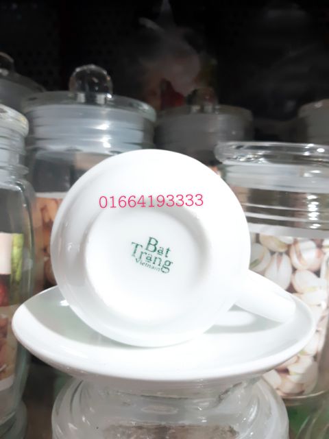 Ly sứ Bát Tràng kèm đĩa Cốc cafe