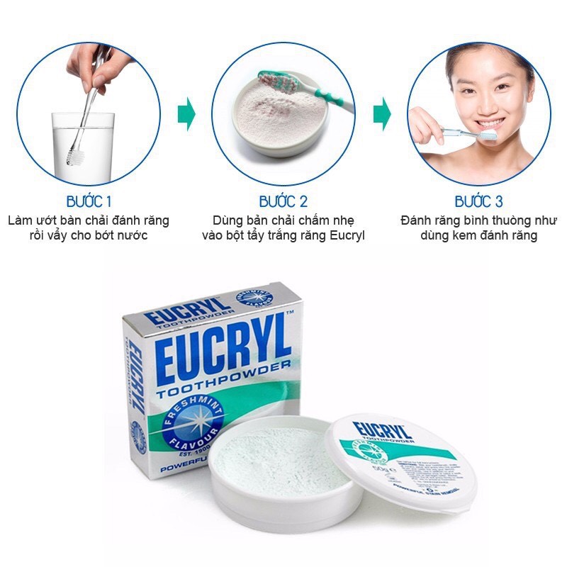 Combo kem đánh trắng răng Eucryl + Bột tẩy trắng Eucryl