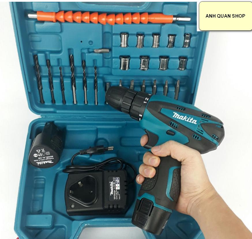 Máy Khoan Dùng Pin 12v 2pin Kèm 24 phụ kiện có cốc sạc