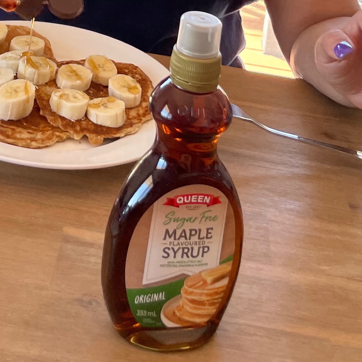 (HÀNG ÚC) Siro lá phong KO ĐƯỜNG QUEEN Sugar Free MAPLE Flavoured Syrup chai 355ML