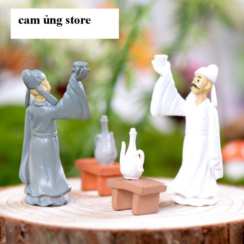 Mô Hình Ông Lão Mời Rượu Trang Trí Tiểu Cảnh, Bán Cạn Terarium, Bonsai Bể Cá Cảnh Thủy Sinh- Mô Hình Lý Bạch Mời Rượu