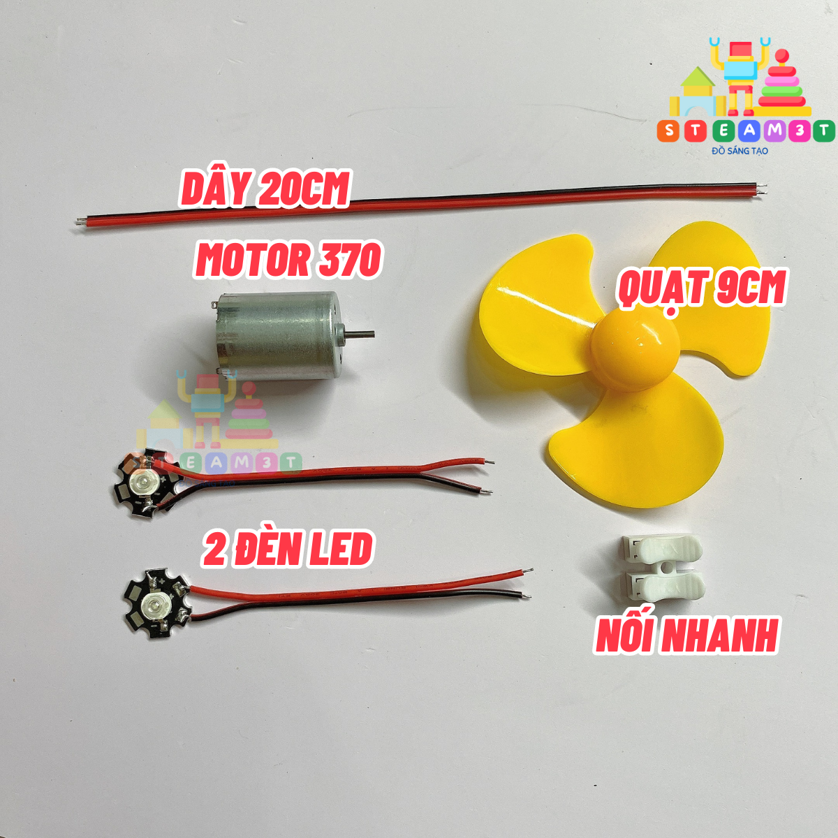 Bộ kit phát điện gió - máy phát điện gió mini - tuabin gió phát điện - học tập giáo dục steam - lk0638