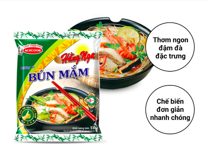 ( Thùng 30 gói ) Bún mắm Hằng Nga 75g