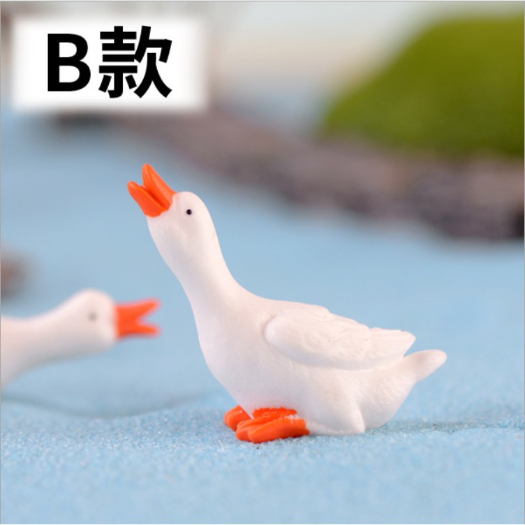 Mẫu mô hình 3 con vịt trắng trang trí tiểu cảnh, bonsai, nhà búp bê