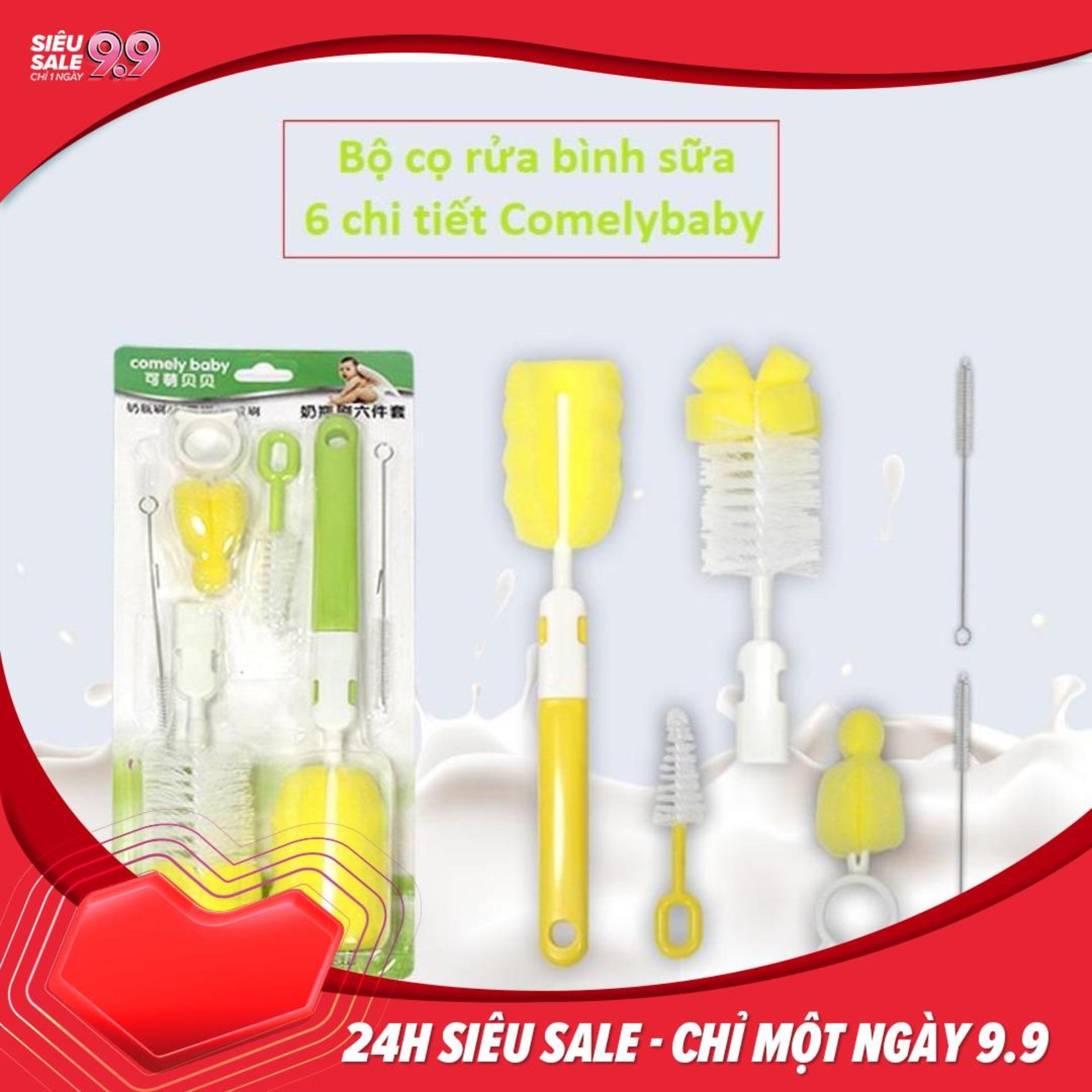 HCMBộ cọ rửa bình sữa 6 chi tiết ComelyBaby an toàn và dễ dàng sử dụng