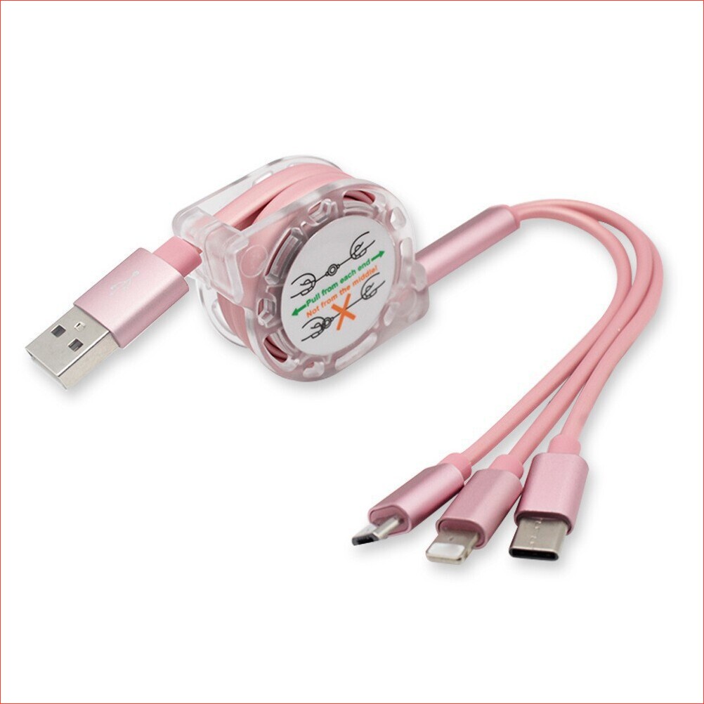 Cable charger drawstring 3 Head multi-purpose