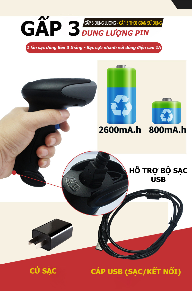 The Nyear NT100-L8 cordless barcode scanner supports both PCs and smartphones